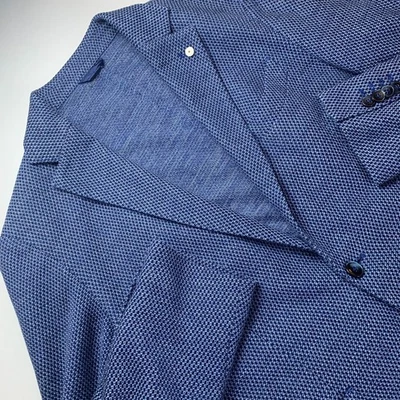 Abrigo Blazer Deportivo Para Hombre 50R 100% Algodón Azul Tweed Hecho en Italia por L.B.M. 1911 Foto 1 de 4