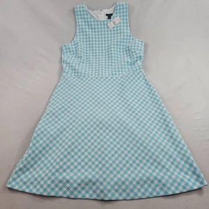 Ann Taylor Damenkleid Gr. 12 Blau Reißverschluss 34901083 Stretch Karo Ärmellos 159 $ - Bild 1 von 10