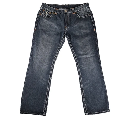 Jeans De Colección True Religion Billy Super T Para Hombre 38 Lavado Oscuro Punto Grueso EE. UU. 38x32 Foto 1 de 4