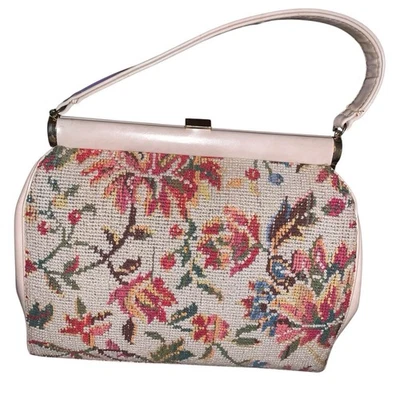 Cartera de mano vintage tapiz floral bolsa de alfombra a punta de aguja Foto 1 de 2