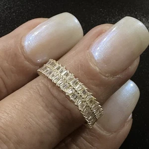 NACHLASS STERLINGSILBER VERMEIL & BAGUETTE WEISSER STEIN EWIGKEIT BANDRING GRÖSSE 7 - Bild 1 von 24