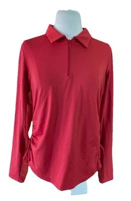 Ibkul Athletic Long Sleeve Shirt Women’s Sz M Red Mesh UPF quick dry activewear - Image 1 of 4