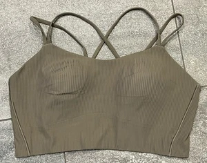 Lululemon Like Cloud Ribbed Longline Bra Light Support B/C Cup-Sz 14 Sage Green - Picture 1 of 2