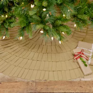 Gonna per albero di Natale in tela arruffata festiva in tela marrone naturale 36" o 48" - Foto 1 di 3