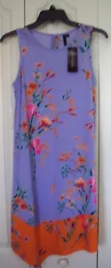 L Chiasso Lavanda Naranja Floral Poliéster Sin Mangas Suéter Vestido Solero - Imagen 1 de 6
