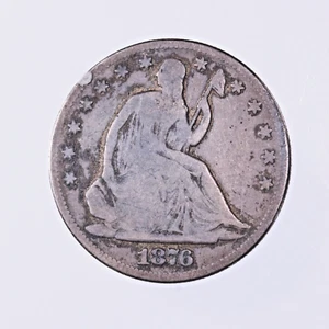 Raw 1876 Seated Liberty 50C Uncertified Ungraded Silver Half Dollar Coin - Picture 1 of 2