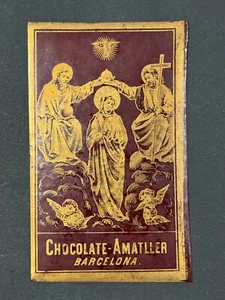 holy card chromolithography santino "SANTISSIMA TRINIDAD" PUBLICIDAD CHOCOLATE - Picture 1 of 1