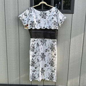 Tatyana Women Dress Size XXL Bust 105cm White Black Floral Short Sleeve - Picture 1 of 24