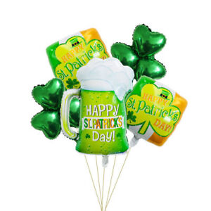 ST. PATRICKS DAY DECORATIONS Foil latex Balloons Irish Clover Confetti Balloons