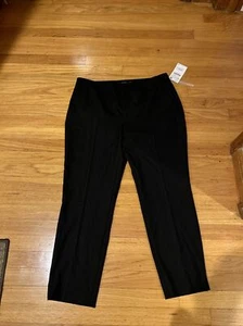 ZARA Basic Straight High Waist Pleated Trouser Pant Wide Leg Black Pockets Sz 10 - Picture 1 of 3