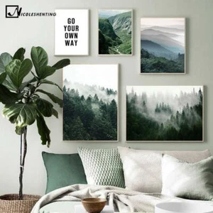 Mountain Foggy Forest Picture Nature Scenery Wall Art - Picture 1 of 18