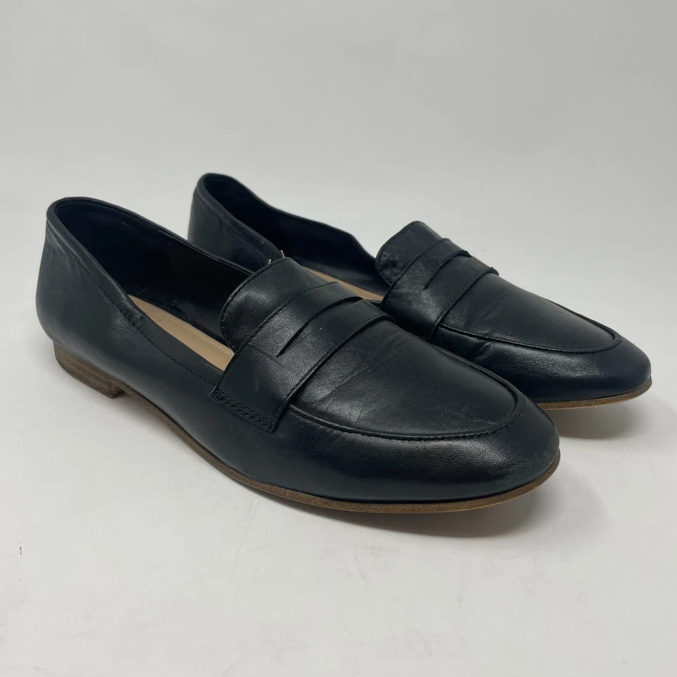 Zapatos planos mocasines Gap para mujer punta redonda de cuero negro talla 8 minimalistas Foto 1 de 4