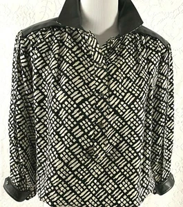 Stanley Nelson Damen Vintage 100% Seide Karriere Top Bluse Kunstlederbesatz Gr. S - Bild 1 von 10