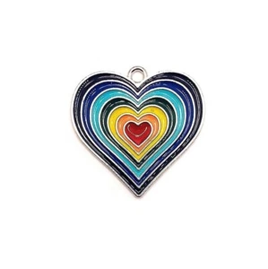 1, 4, 20 or 50 BULK pcs Colorful Rainbow Heart Charms - US Seller - EN1271 - Picture 1 of 4