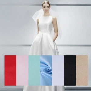  1 yard*150cm Heavy bridal wedding satin fabric polyester matt sateen quality - Picture 1 of 24
