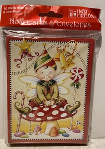 Maria Englebreit 10 leere Weihnachts-Notizkarten Elfe Fliegenpilz Süßigkeiten - Bild 1 von 4
