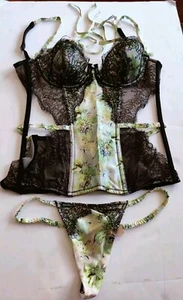 NWT Victoria's Secret Vintage Designer Collection Silk Lace Corset Thong 34B S - Picture 1 of 24
