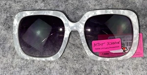 NWT Betsey Johnson White Opalescent Marble Sunglasses Square 100% UV Protection - Picture 1 of 6