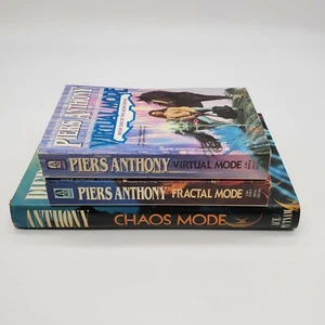 Vintage Piers Anthony Mode Series Books 1 2 3 Mixed Lot Virtual Fractal Chaos - Picture 1 of 11