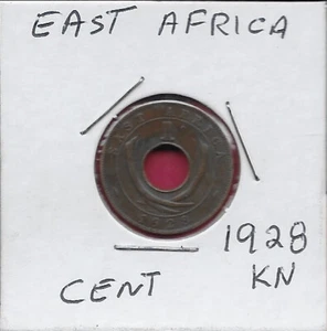 AFRICA ORIENTALE BRITANNICO 1 CENTESIMO 1928-KN GEORGE V, FORO CENTRALE DIVIDE CORONA E DENOMINA - Foto 1 di 2