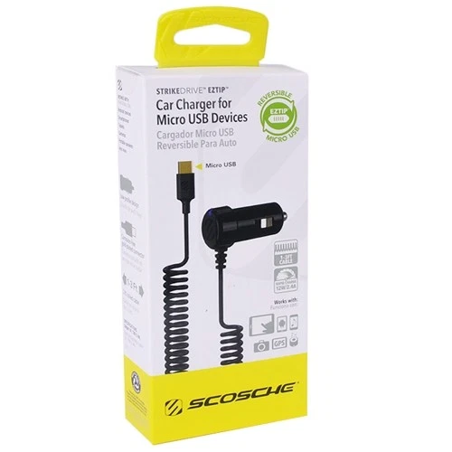 Scosche EZC12 12W Reversible Micro USB Car Charger w/StrikeDrive EZTIP Connector - Image 1 of 3