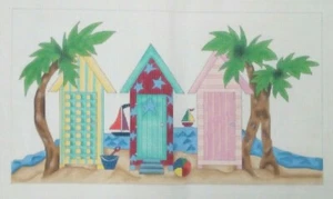 Renaissance Designs HP needlepoint BTS101 Cabanas by the Sea 14 mesh handpainted - Picture 1 of 6