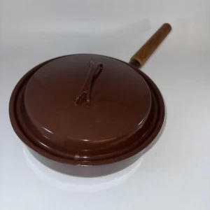 Finel Finland Seppo Mallat Arabia Brown Enamel Frying Pan Lid 2.5 Qt Vintage - Picture 1 of 11