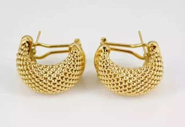 Vintage Estate Italian Women Knot Stud Earrings 14K Yellow Gold Plated - Image 1 of 4