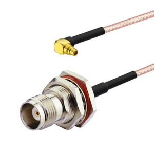 MMCX Male Right Angle to TNC Female Bulkhead O-ring Jumper RF Cable RG316 20cm - Picture 1 of 5