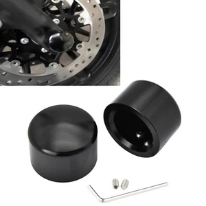 Schwarz Vorderrad Achsmutter Abdeckkappe Für Harley Sportster 883 XL1200 X48 - Picture 1 of 6