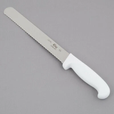 Choice 10" Serrated Edge Slicing / Bread Knife with White Handle