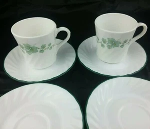 6 pcs Corelle Corning Callaway Ivy Swirl (2) Tea Coffee Cup Mugs/ (4) Saucers - Picture 1 of 7