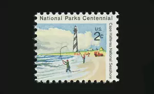 1972 US Scott #1449, 2-cent Stamp MNH, Cape Hatteras Lighthouse NC, Fishermen - Picture 1 of 1