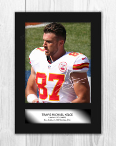Travis Kelce A4 signed mounted photograph poster Choice of frame