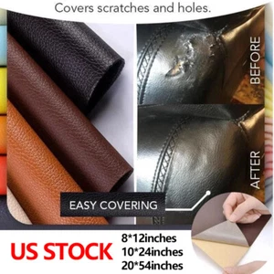 Self Adhesion Litchi Faux Synthetic Leather Repair Patches PU Sofa Hole Sticker - Picture 1 of 18