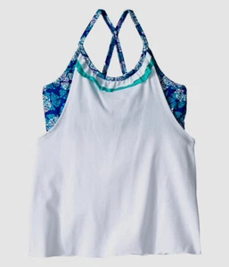 $89 Soybu Kid's Girl's White Stretch Evie Layered Tank Top Swimwear Size XL(14) - Picture 1 of 1