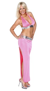 Two Piece Cropped Halter Bralette Top & Split Skirt Sequin Sexy Clubwear Fantasy - Picture 1 of 9