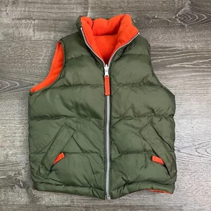 Gap Boys Puffer Vest Reversible Zip Olive Green Orange Size XXS - Picture 1 of 3