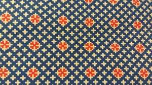 Tessuto cotone vintage blu con stampa rossa e bianca 1 iarda 23 pollici per 44 pollici - Foto 1 di 3