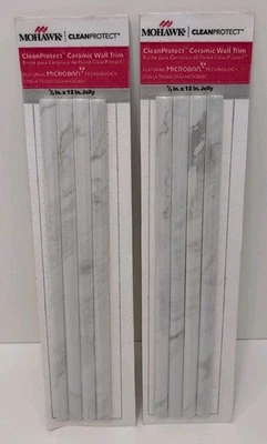 Juego de adornos de azulejos de pared de cerámica Mohawk Jolly mármol blanco brillante 1/2" x 12" 2x4 piezas Foto 1 de 2