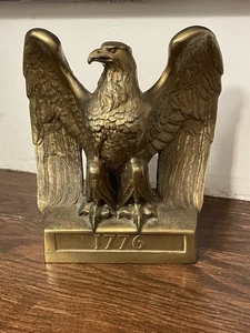 Vintage USA Federal Eagle Heavy Metal Brass Bookends PM Craftsman Made in USA - Picture 1 of 8