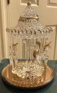 Vintage gesponnenes Glas Karussell Pferd Figur mit 24 Karat vergoldet. 4 zoll - Bild 1 von 10