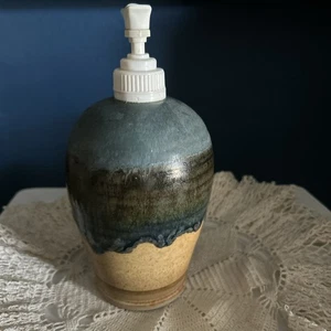 LARGE 7.5" TALL MULTI COLOR DRIP GLAZE SOAP/LOTION DISPENSER - Picture 1 of 5