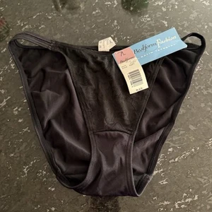 NOS Vintage String Bikini PANTIES Black LACE Texture Size 7 - Picture 1 of 8