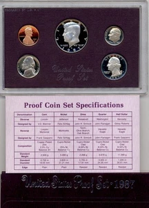 1987 S US Proof Set - 5 Münzen - OVP - Bild 1 von 2