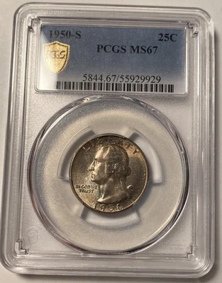 1950-S Washington Quarter PCGS MS67 Toned - Image 1 of 4