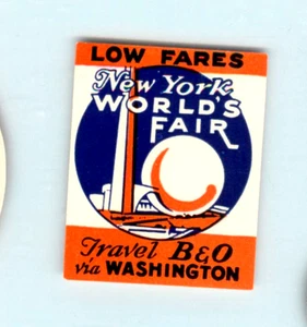 B & O Railroad to the 1939 NY World's Fair - Scarce Poster Stamp / Cinderella - Picture 1 of 2