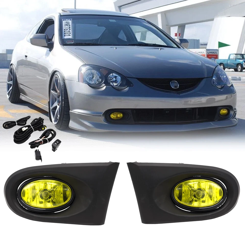 Fit 2002 2003 2004 Acura RSX Pair Yellow Lens Driving Fog Lights Lamps w/wiring - Image 1 of 4