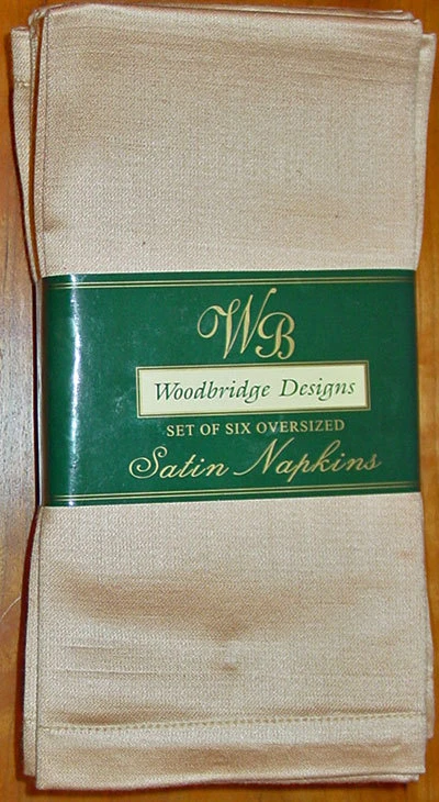 JUEGO DE 6 SERVILLETAS SATINADAS WOODBRIDGE DESIGNS COLOR TOSTADO NUEVAS EN PAQUETE Foto 1 de 1