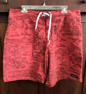 QUIKSILVER Men's 36 Red 100% Nylon Island Vibes Draw String Surf Board Shorts - Picture 1 of 9